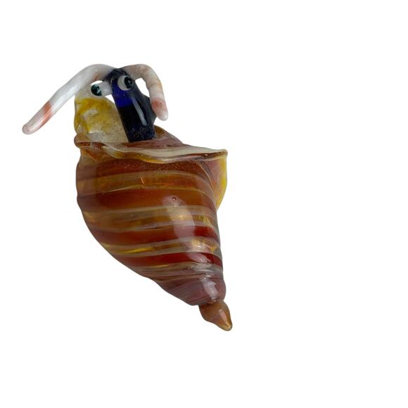 Colorful Art Glass HERMIT CRAB Hand Blown glass in shell - Picture 1 of 10